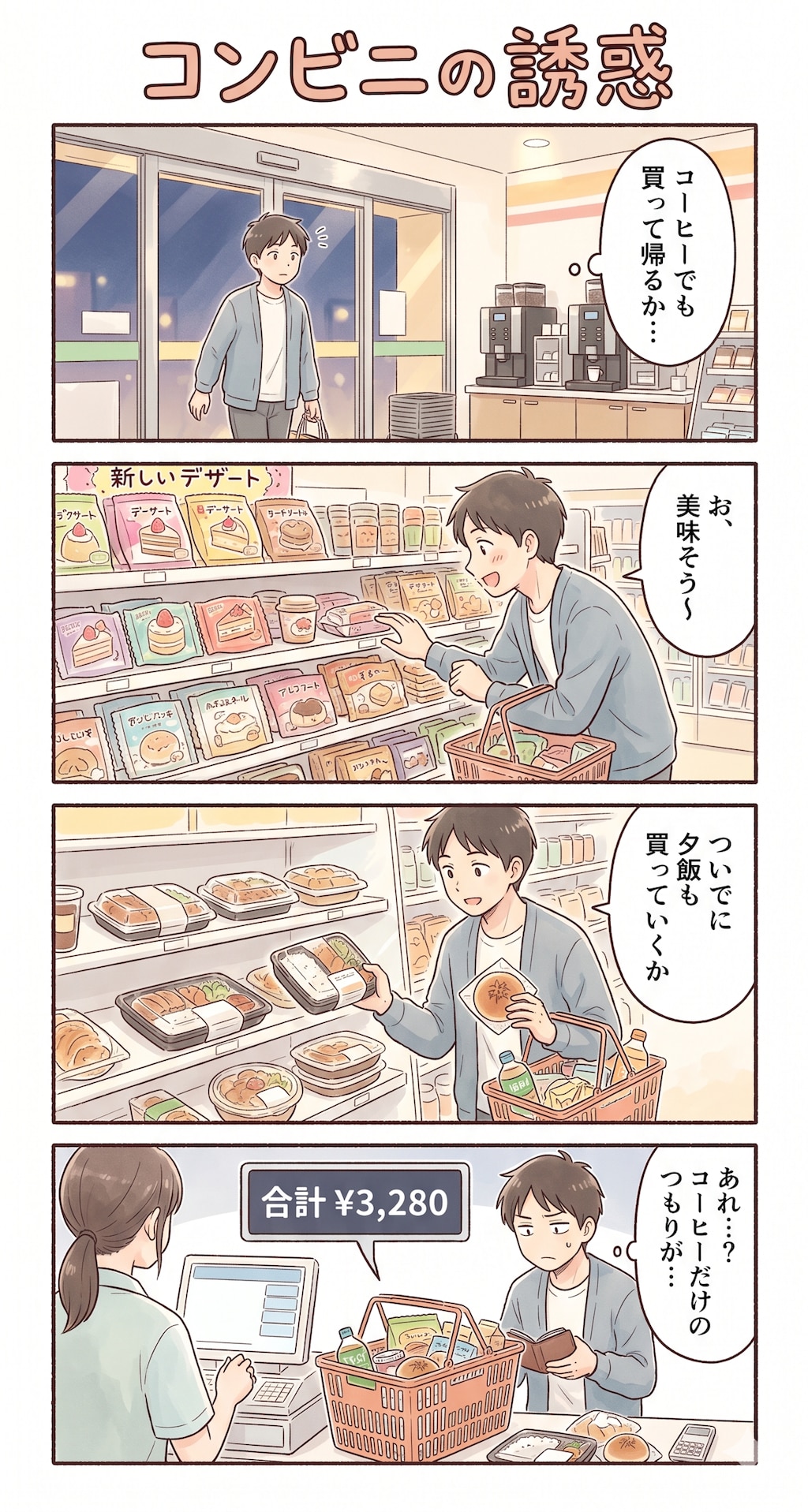 #25 ゆる日常4コマ「コンビニの誘惑」
