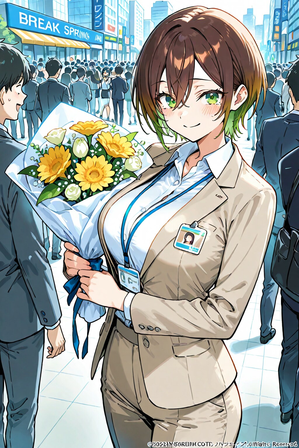 花束を受け取る枡琴音ちゃん