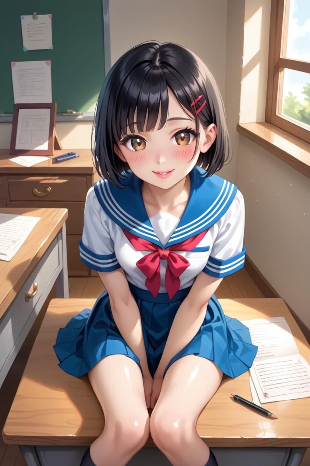 黒髪セーラー服少女