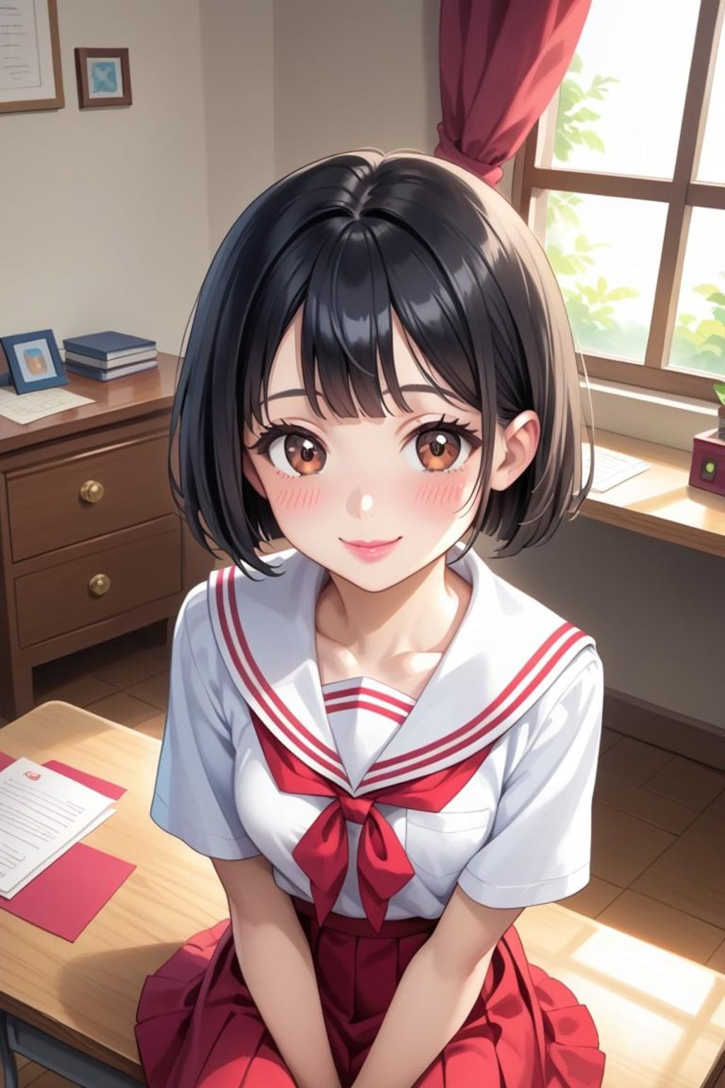 黒髪セーラー服少女