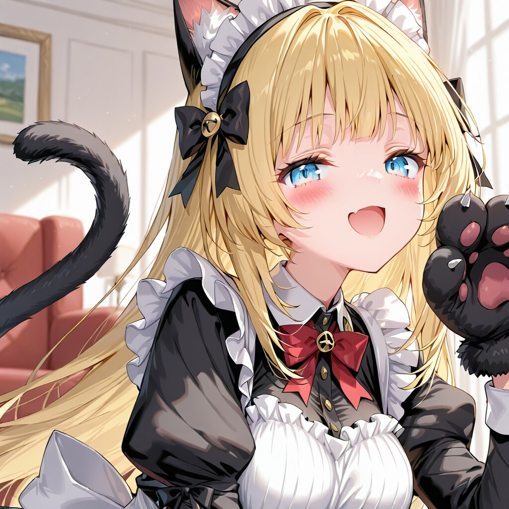 猫ポーズをするメイドさん
