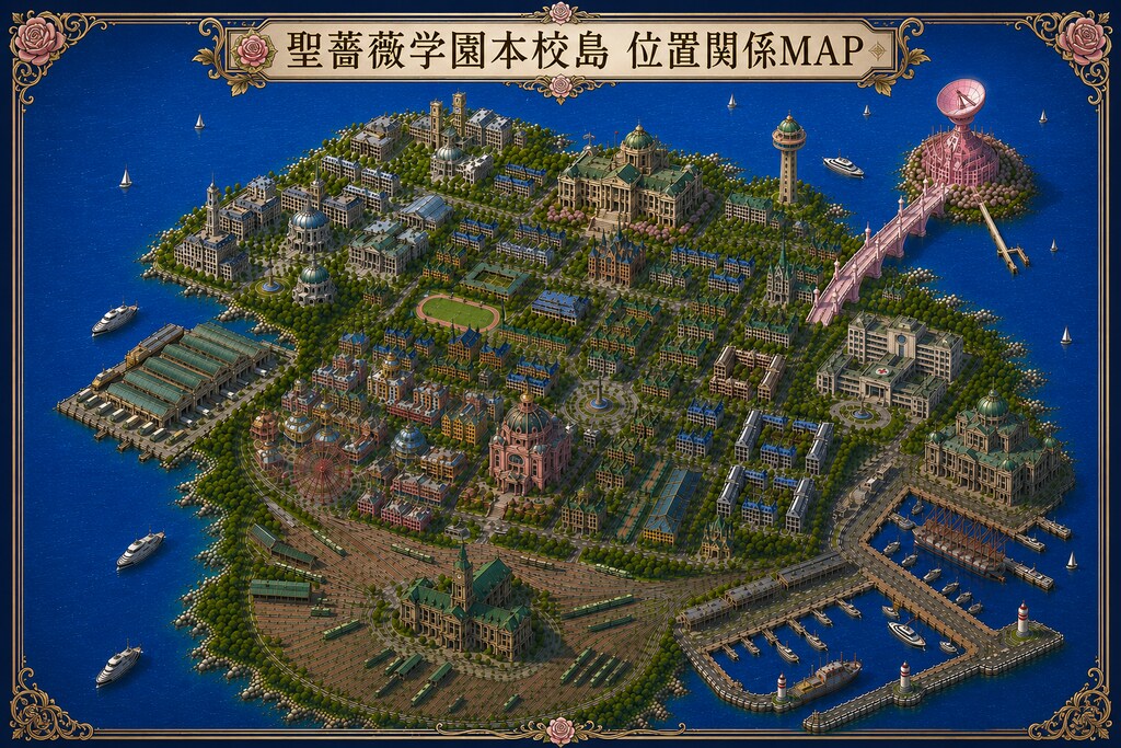 聖薔薇学園本校島 位置関係MAP