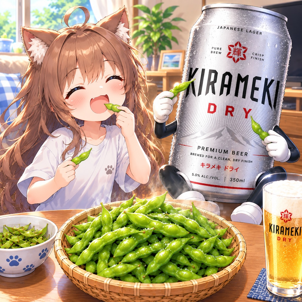 枝豆を食べる小さな女の子