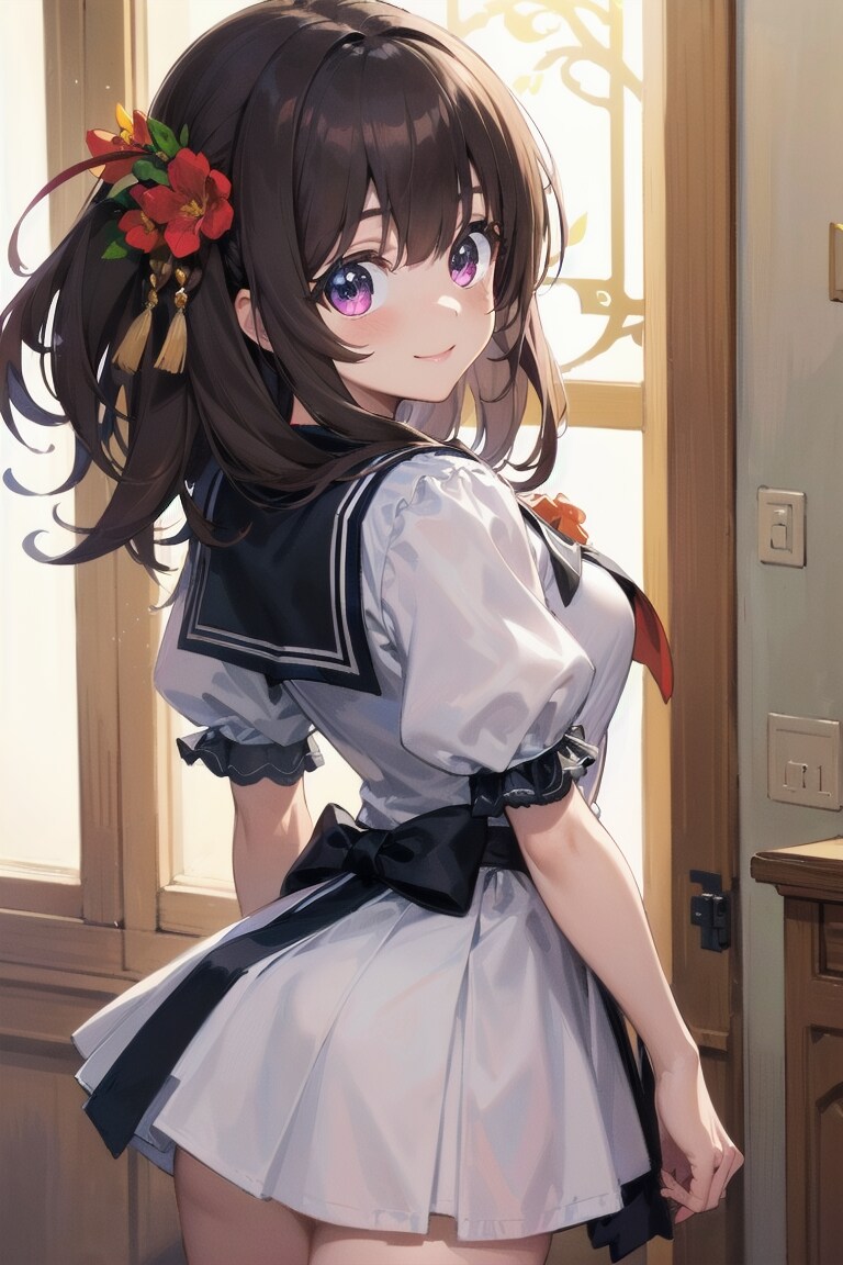 cute eye Aika , orange hair ribbon 振り返って（別のお洋服ver）