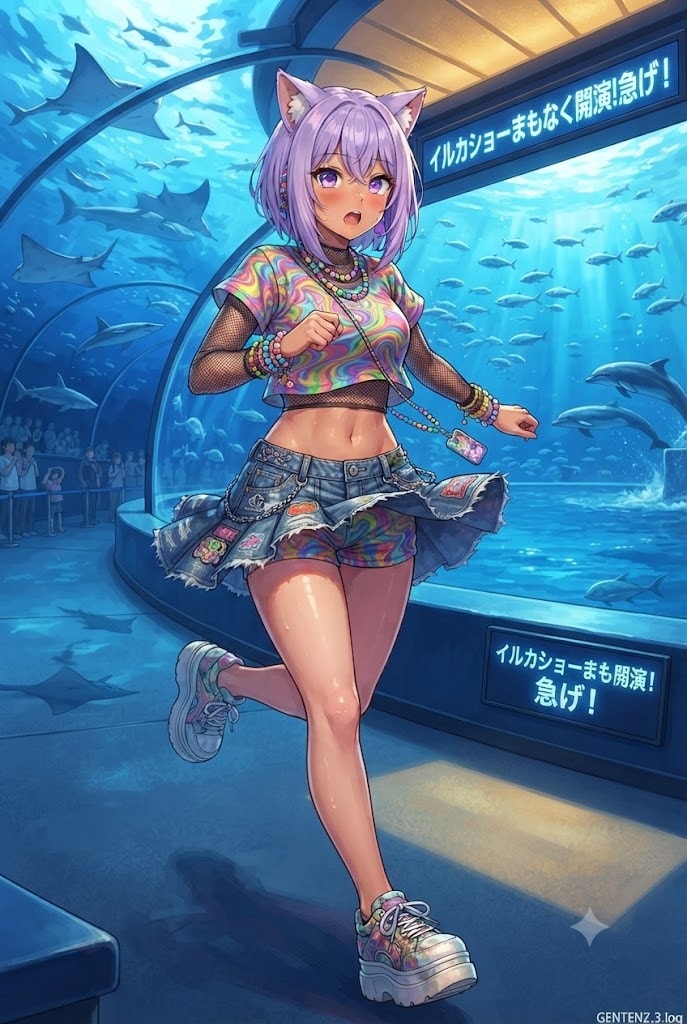 急ぐパンチラの日焼けギャルのシス