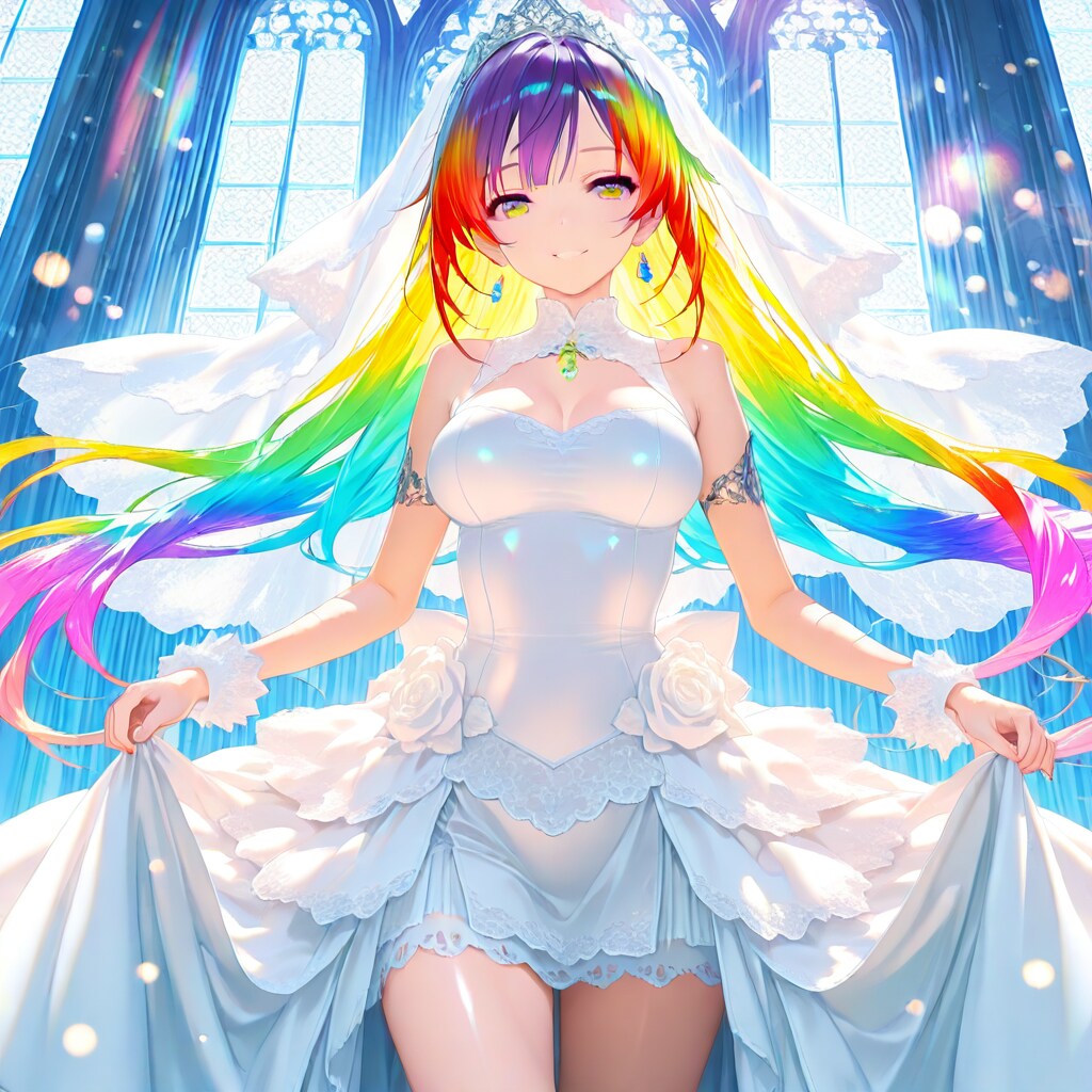 虹色の髪の花嫁