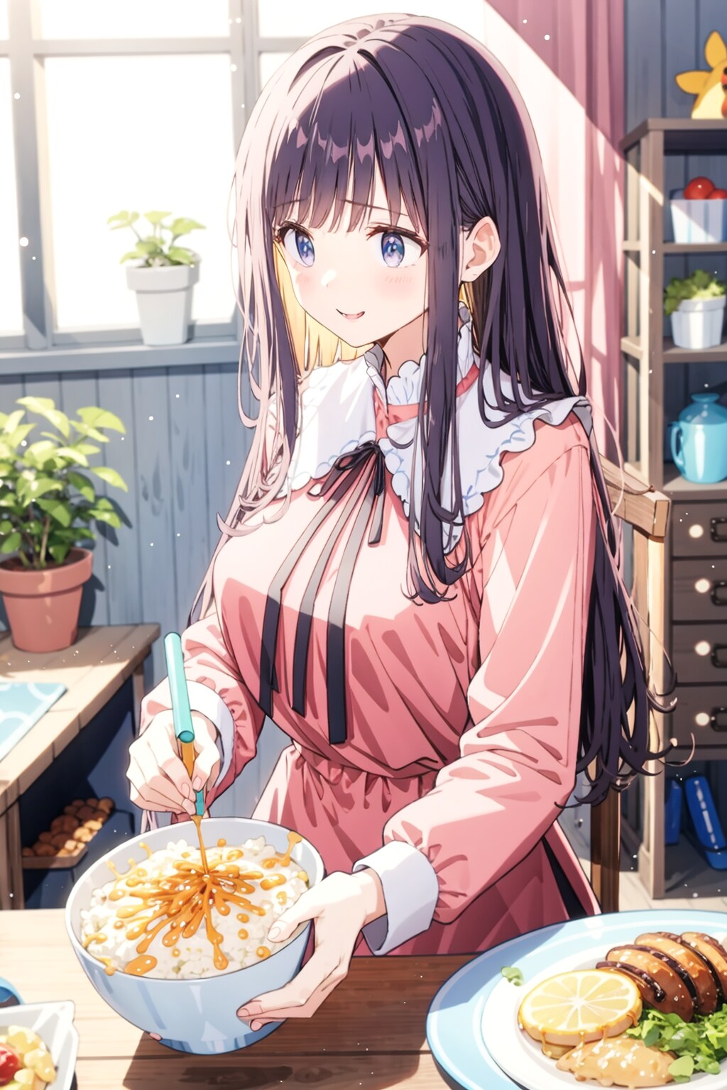 『どんぶりTKG～♪』美少女の朝食 | の人気AIイラスト・グラビア