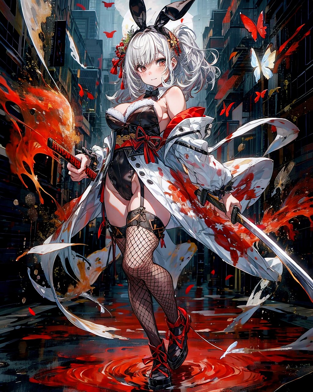 バニーガールと日本刀