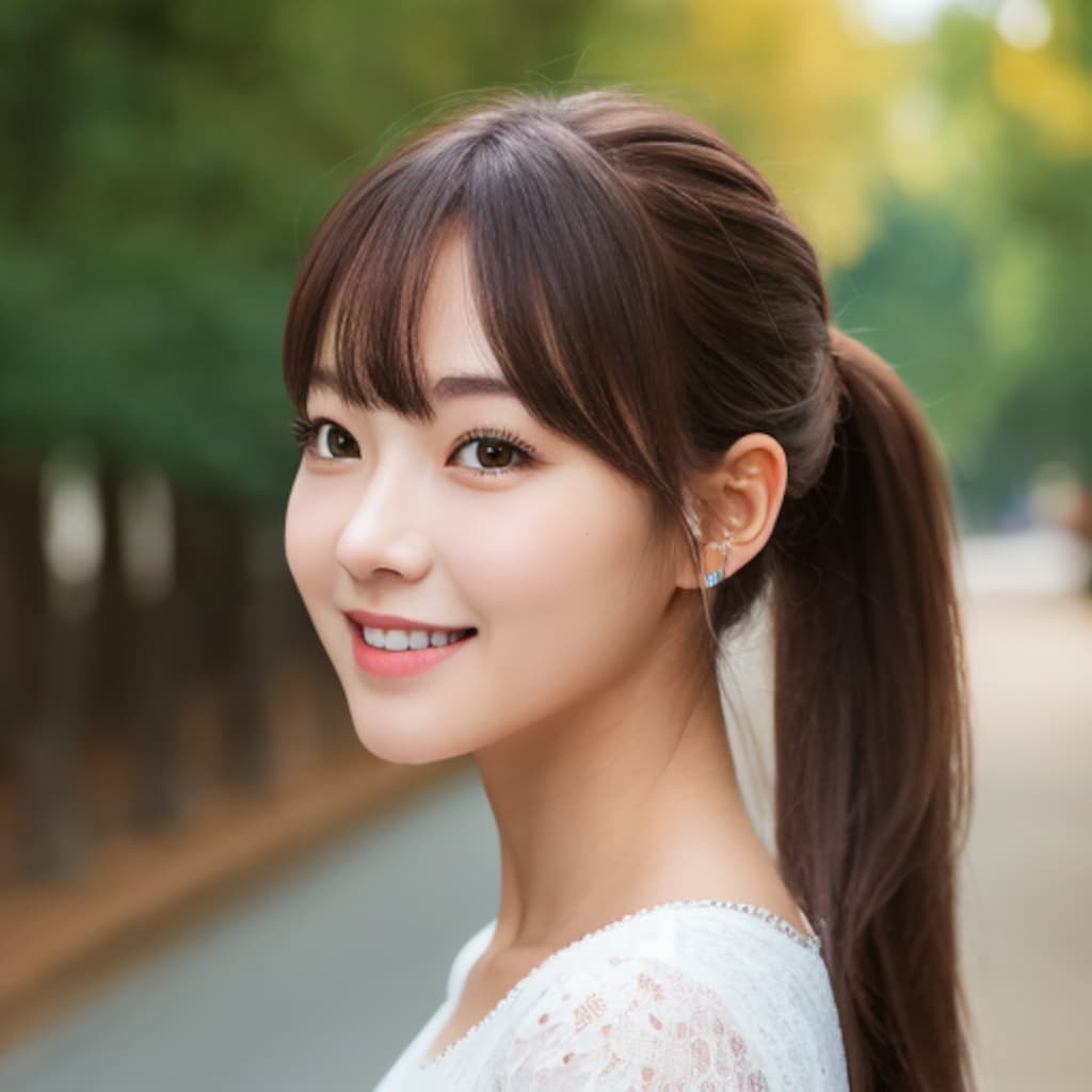 美女ポートレート-秋のポニーテール-