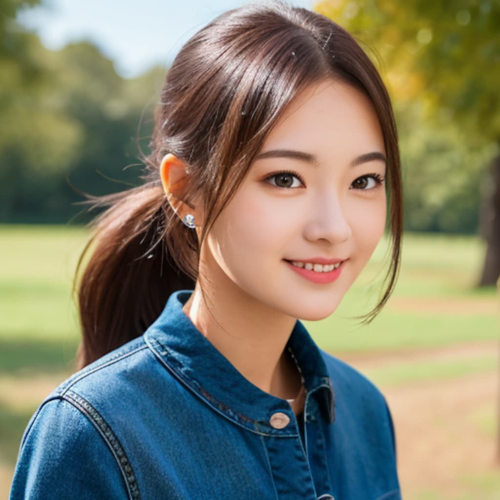 美女ポートレート-秋のポニーテール-