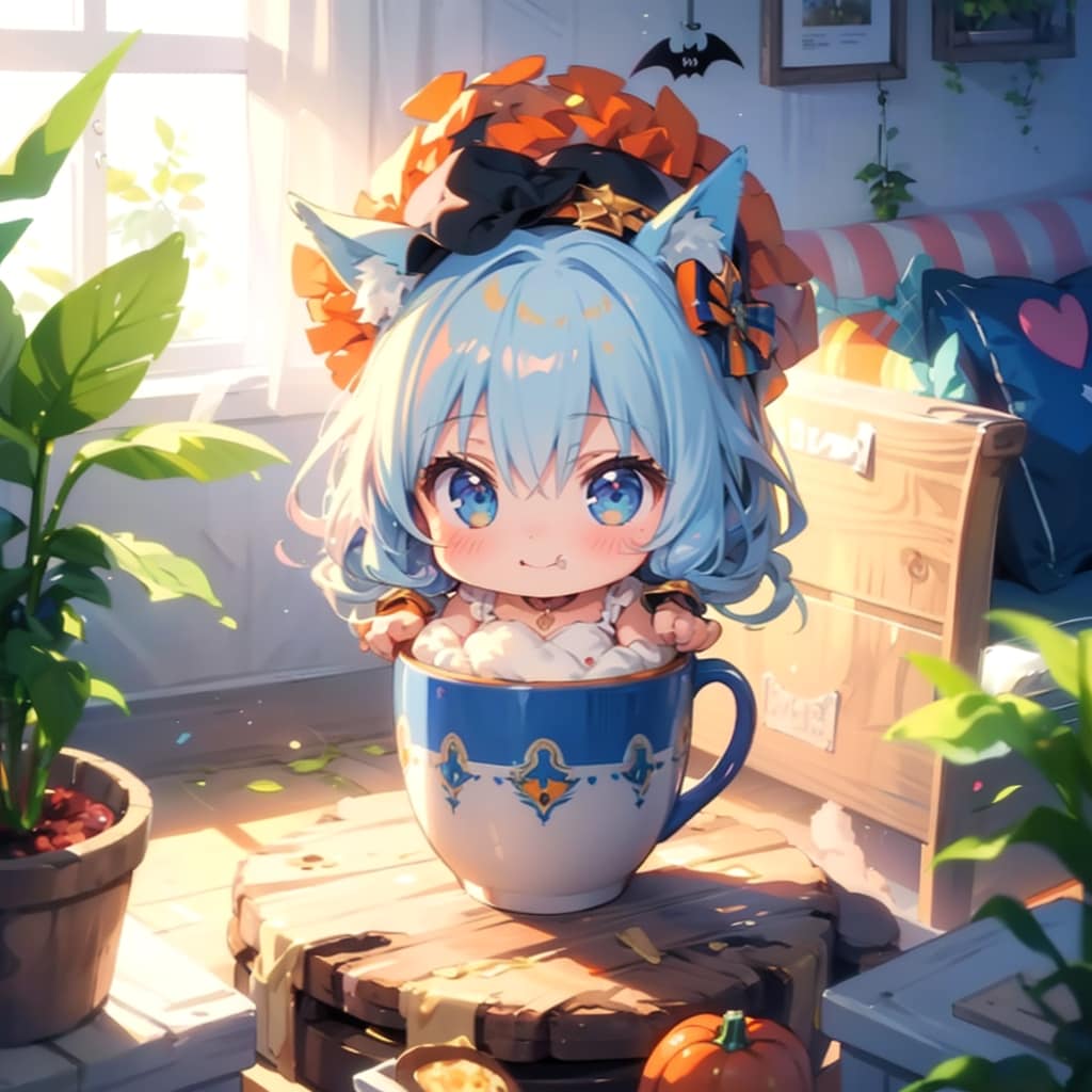 コウモリさんと、カップに入ったちびちゃん-。 | の人気AIイラスト・グラビア