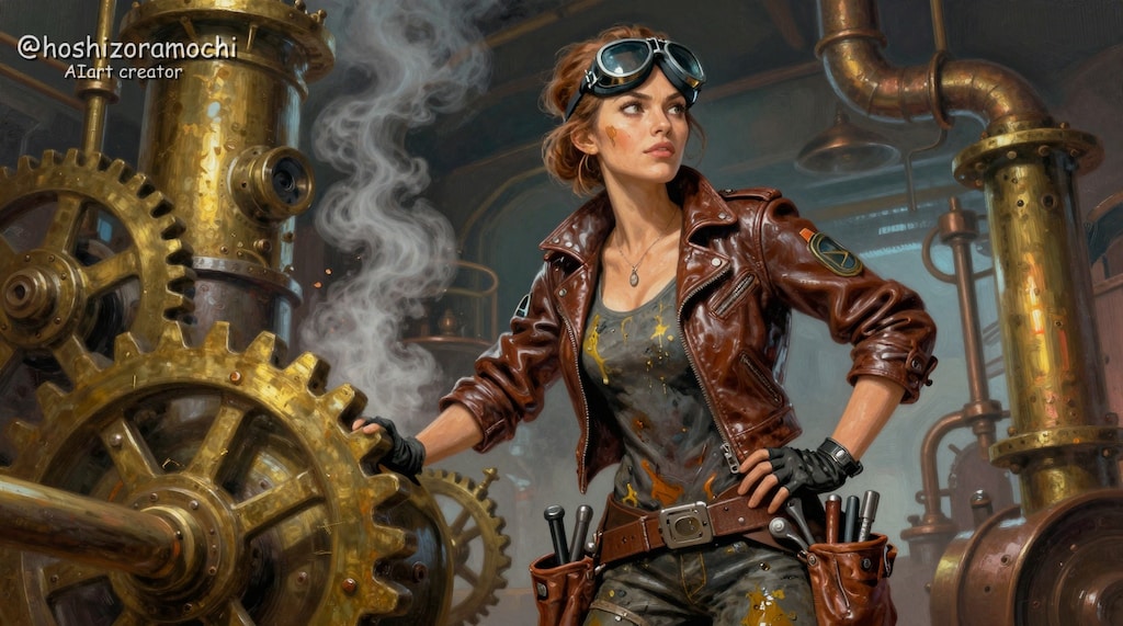 🤖蒸気と歯車に囲まれたスチームパンクの技師