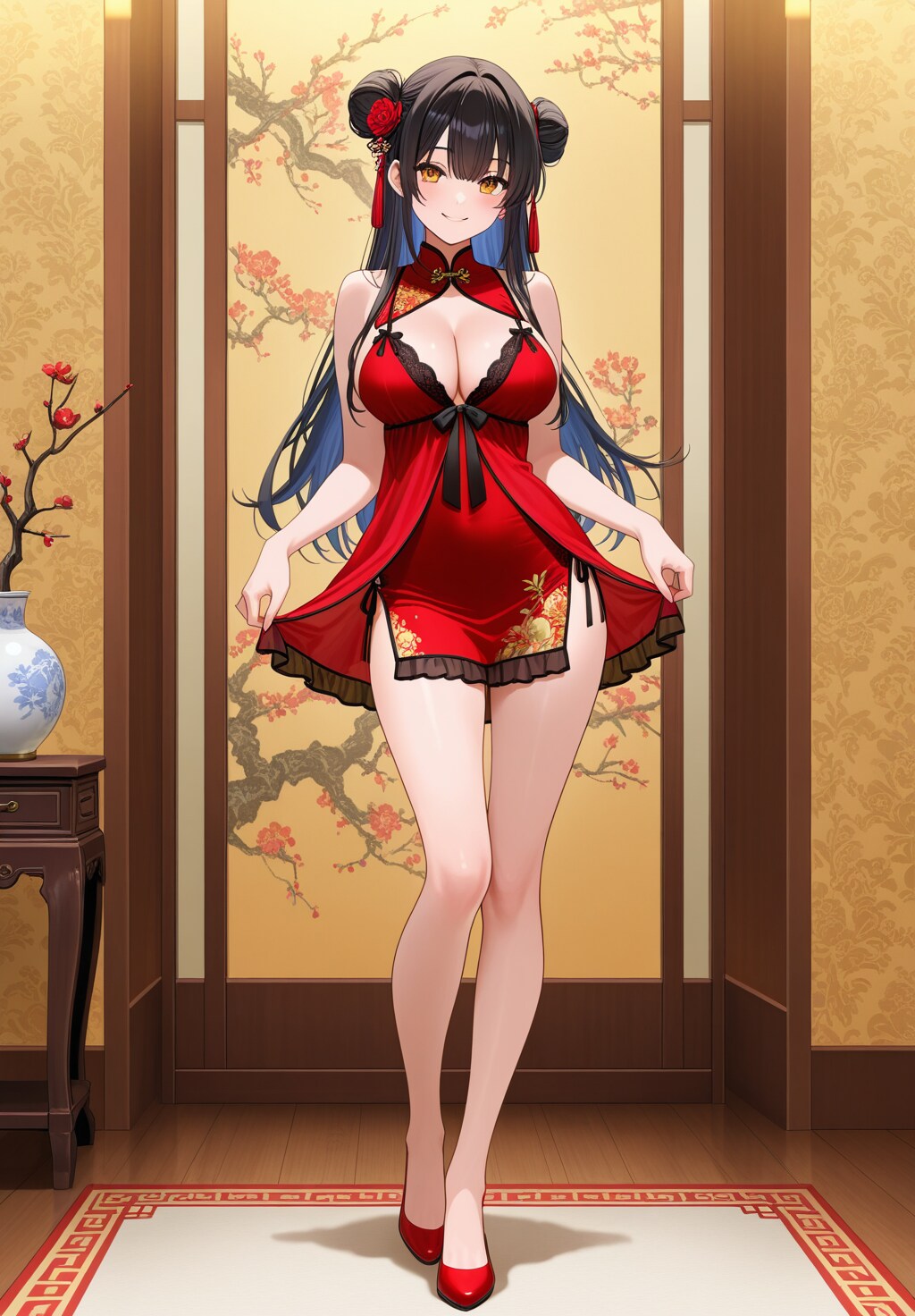 プロンプト検証　チャイナドレス×ベビードール
