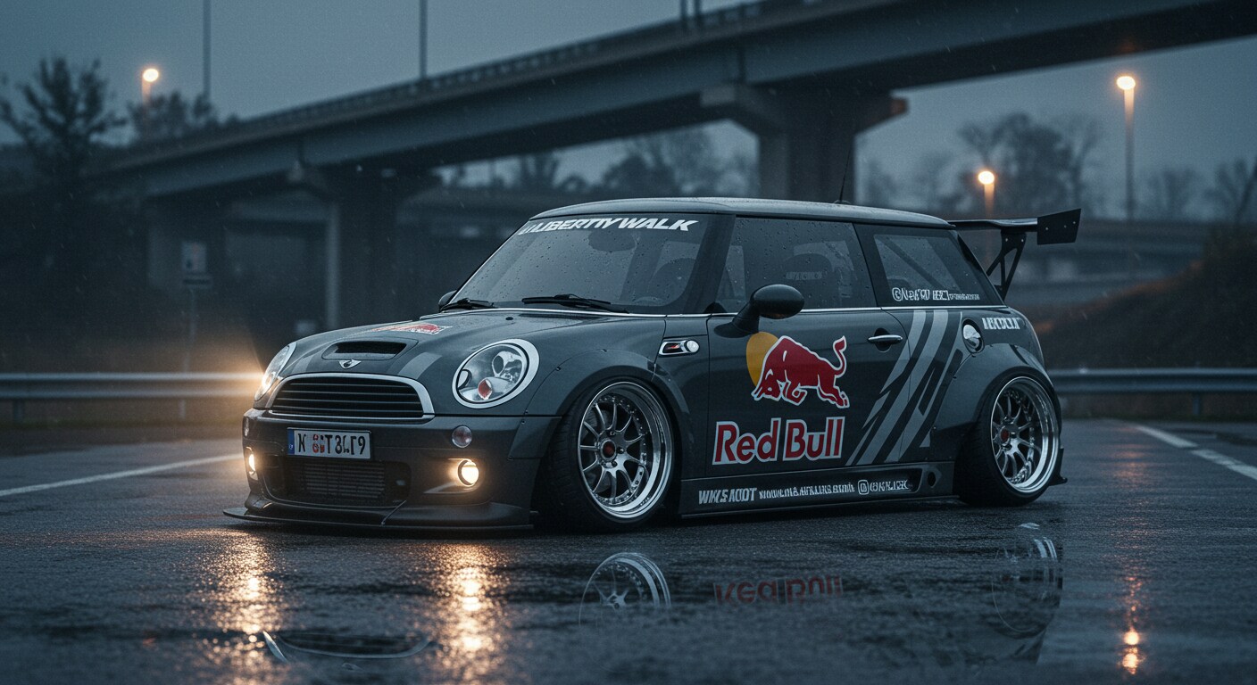 リバティーウォークレッドブルミニクーパーのドリ車 | の人気AIイラスト・グラビア