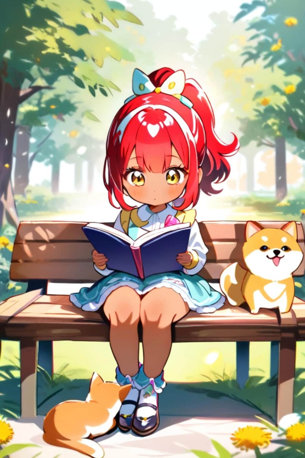 本を読む赤髪ちゃん