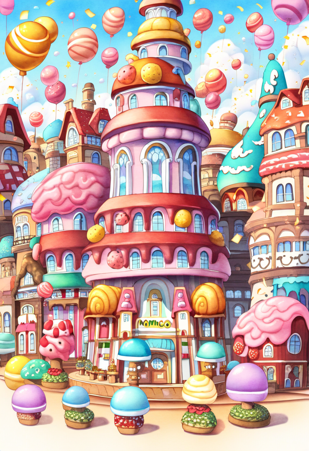 お菓子で出来た建物