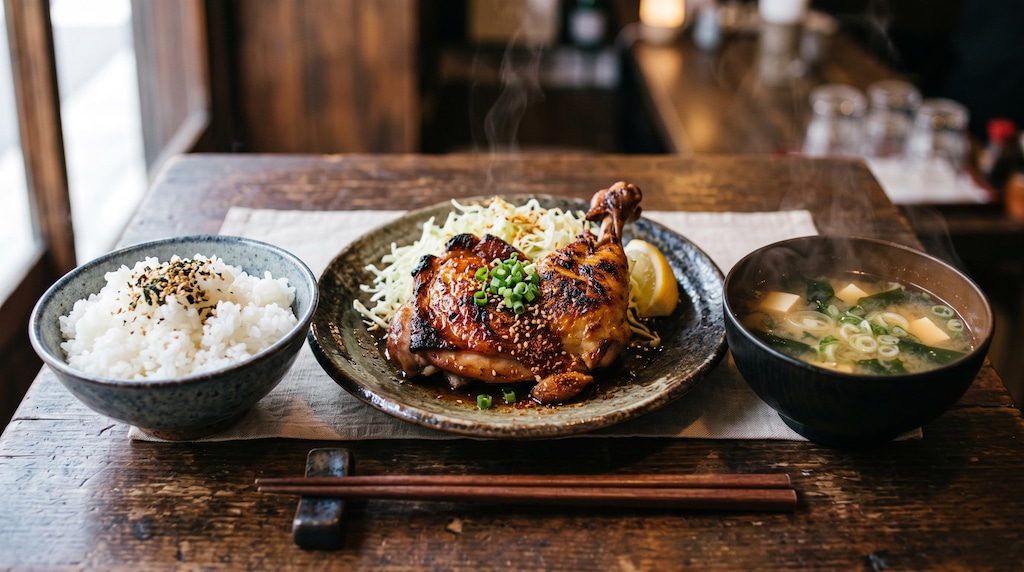 摩訶不思議食堂の鶏もも肉ステーキ膳