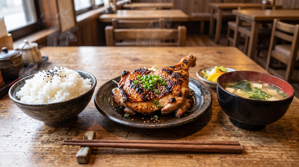 摩訶不思議食堂の鶏もも肉ステーキ膳