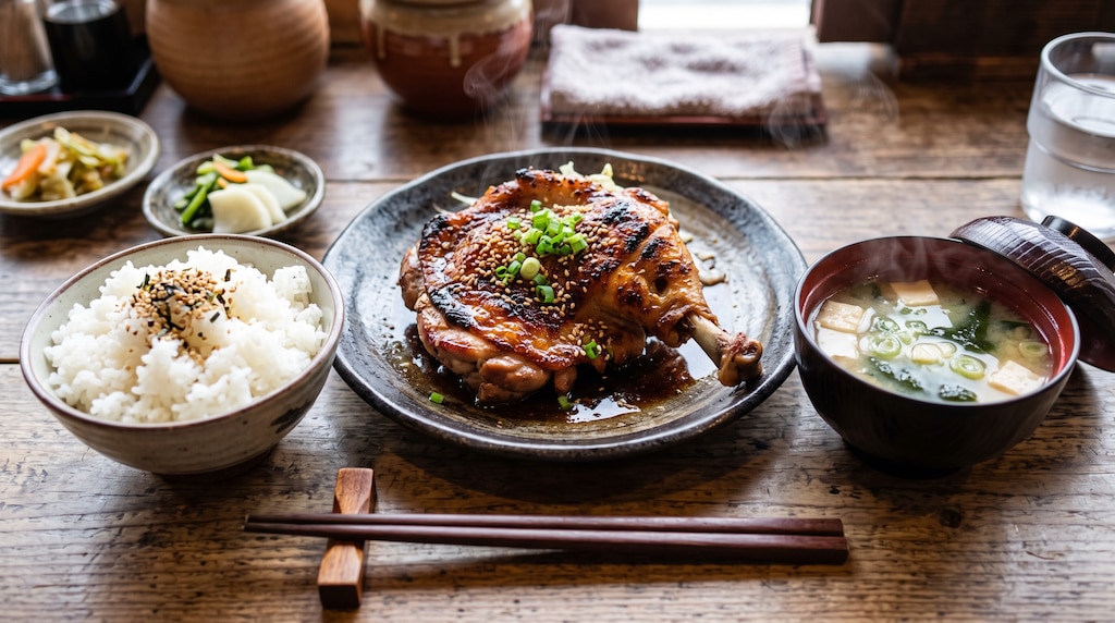 摩訶不思議食堂の鶏もも肉ステーキ膳