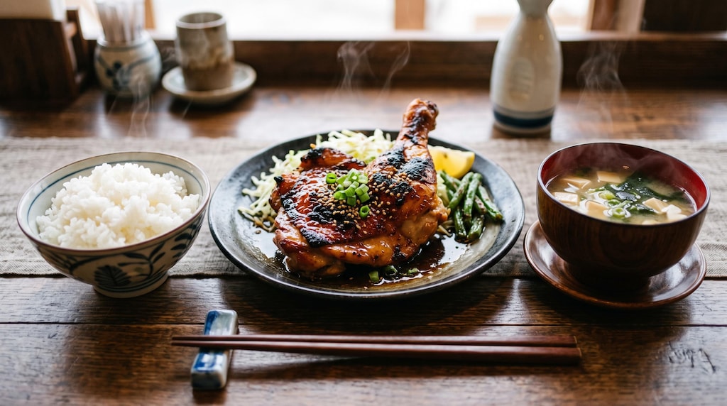 摩訶不思議食堂の鶏もも肉ステーキ膳