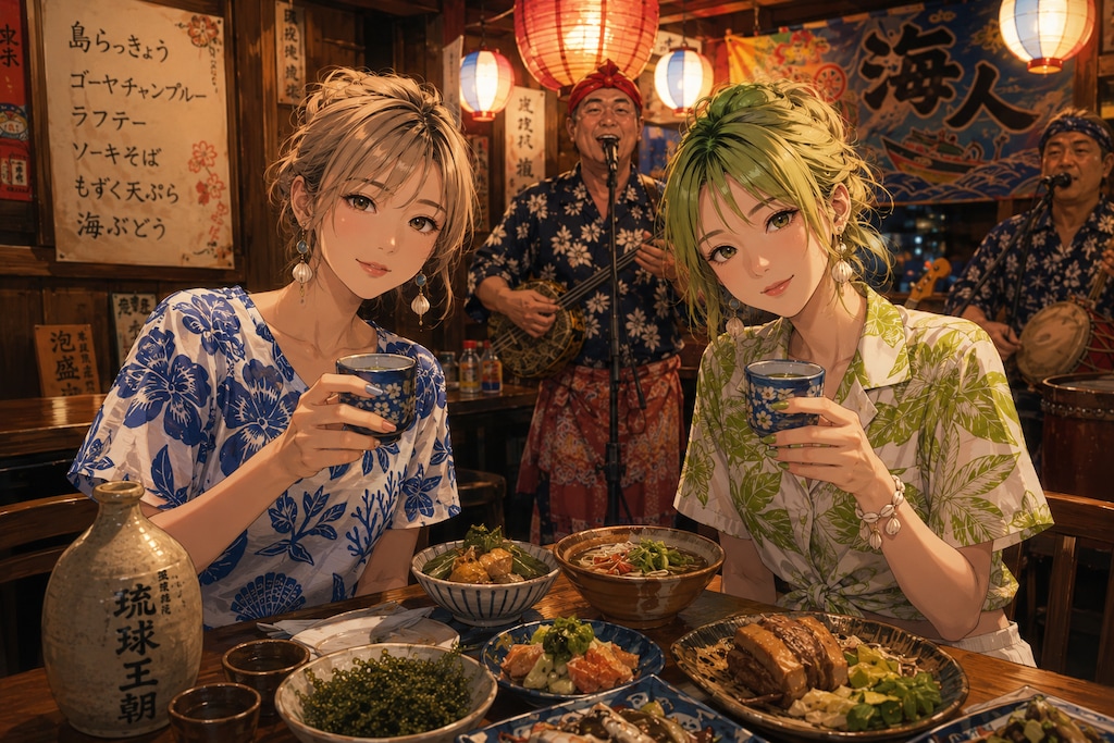 沖縄旅行を楽しむ２人(ライム、クール)