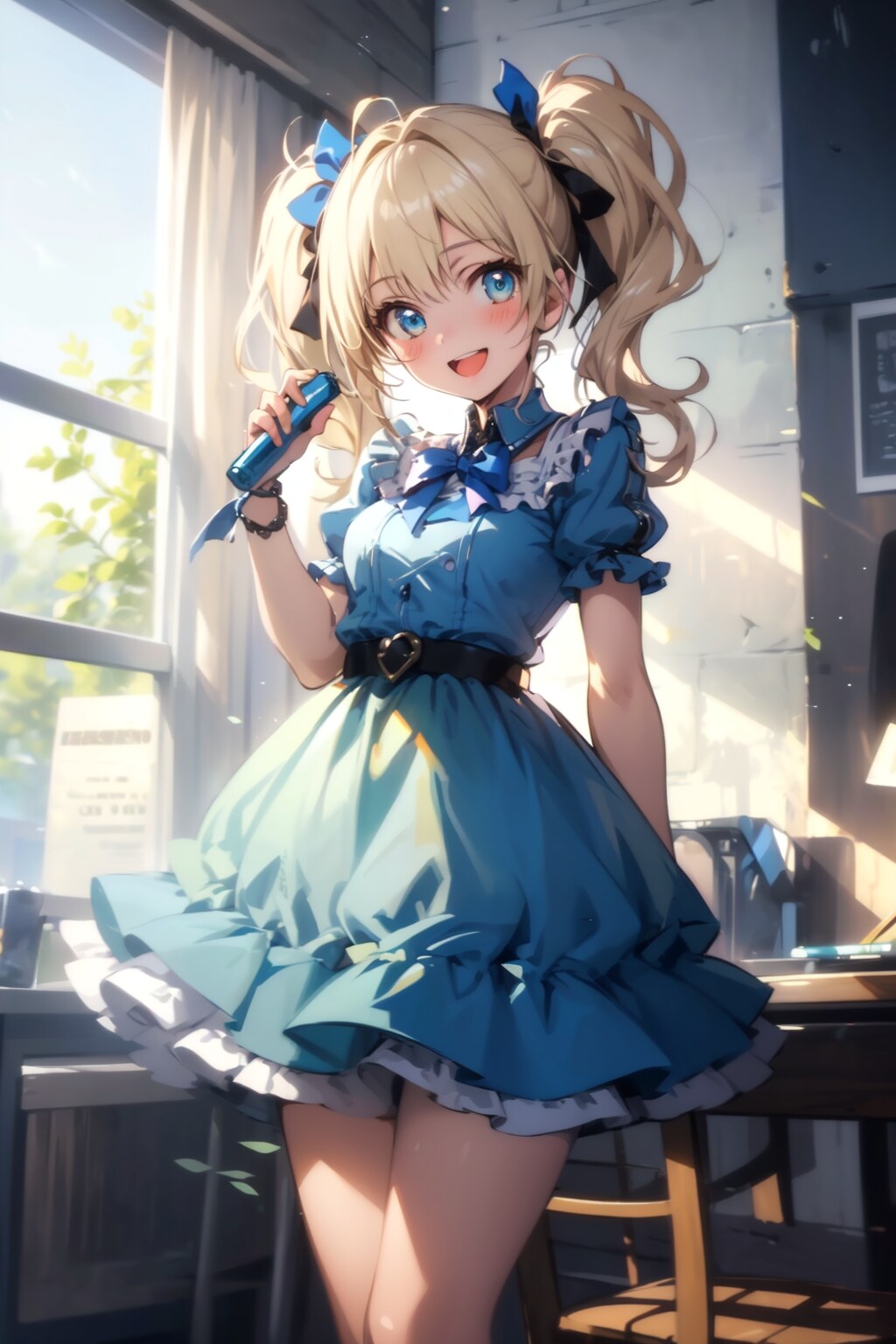 ヘアリボンとフリルドレス