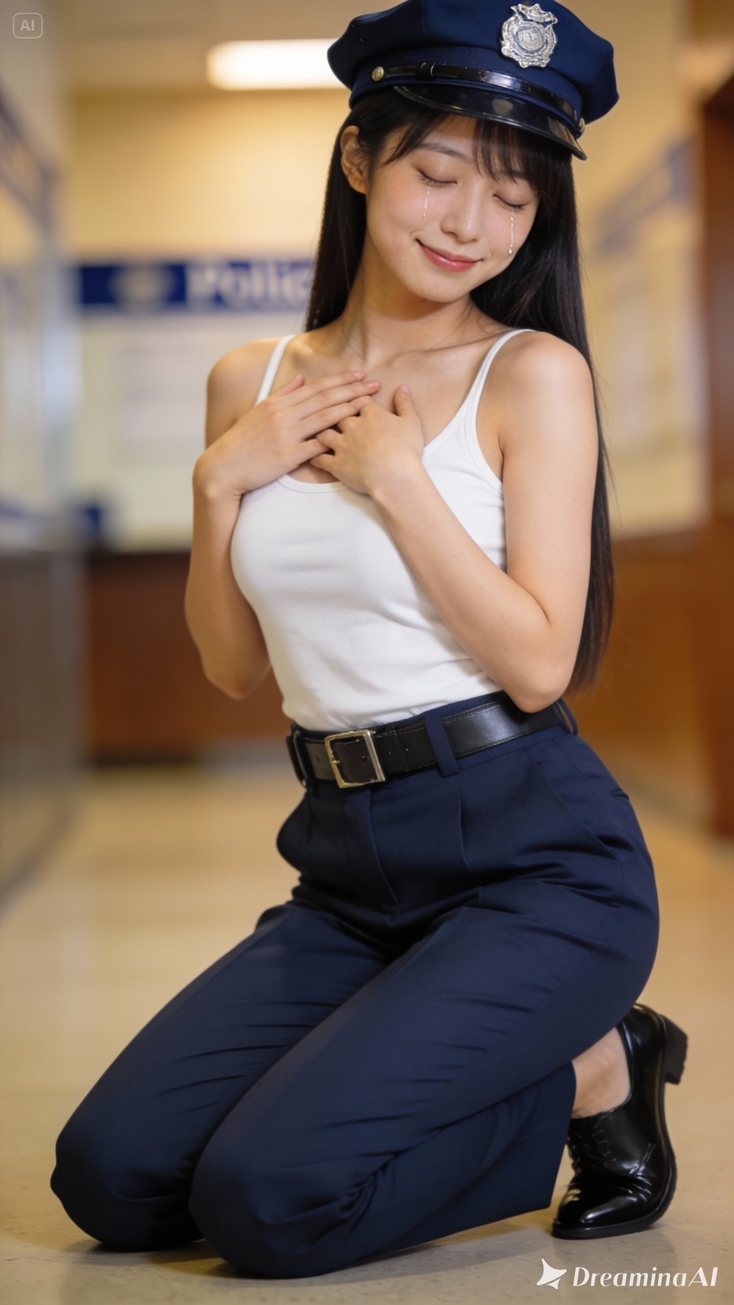 かっこかわいい婦警のロマンティックな憩い