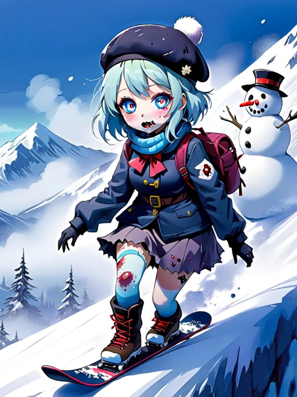 スノボするゾンビ娘ちゃん