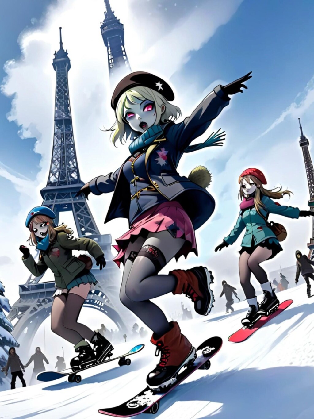 スノボするゾンビ娘ちゃん