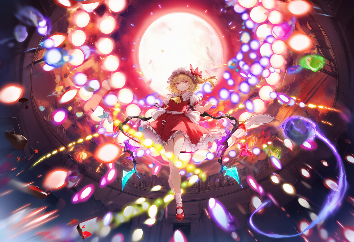 東方　フランドール・スカーレット　弾幕ごっこ　ワイド版 | の人気AIイラスト・グラビア