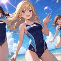 スク水3人娘の水遊び 4枚目