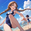 スク水3人娘の水遊び 2枚目