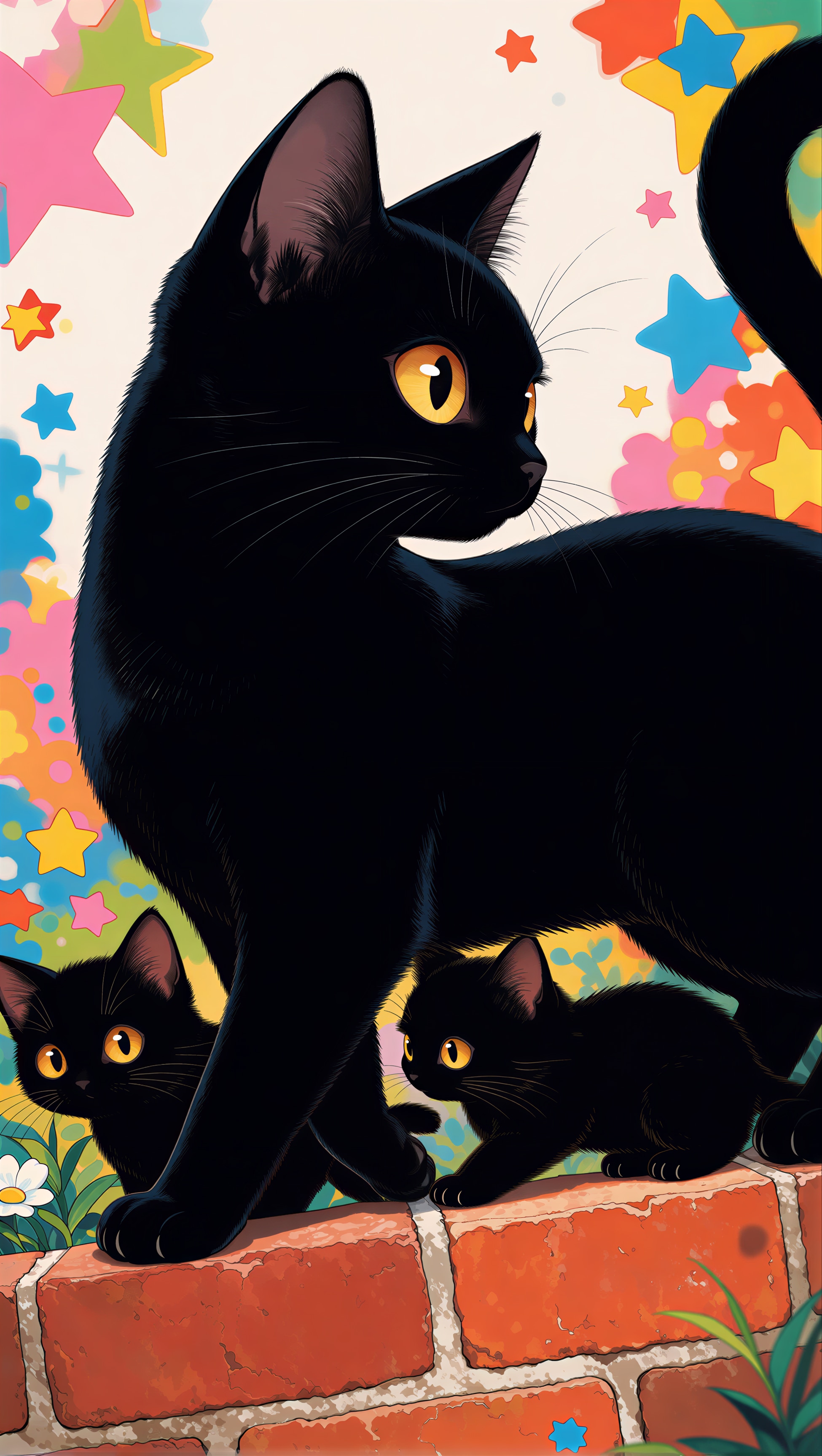 黒猫の親子 | の人気AIイラスト・グラビア