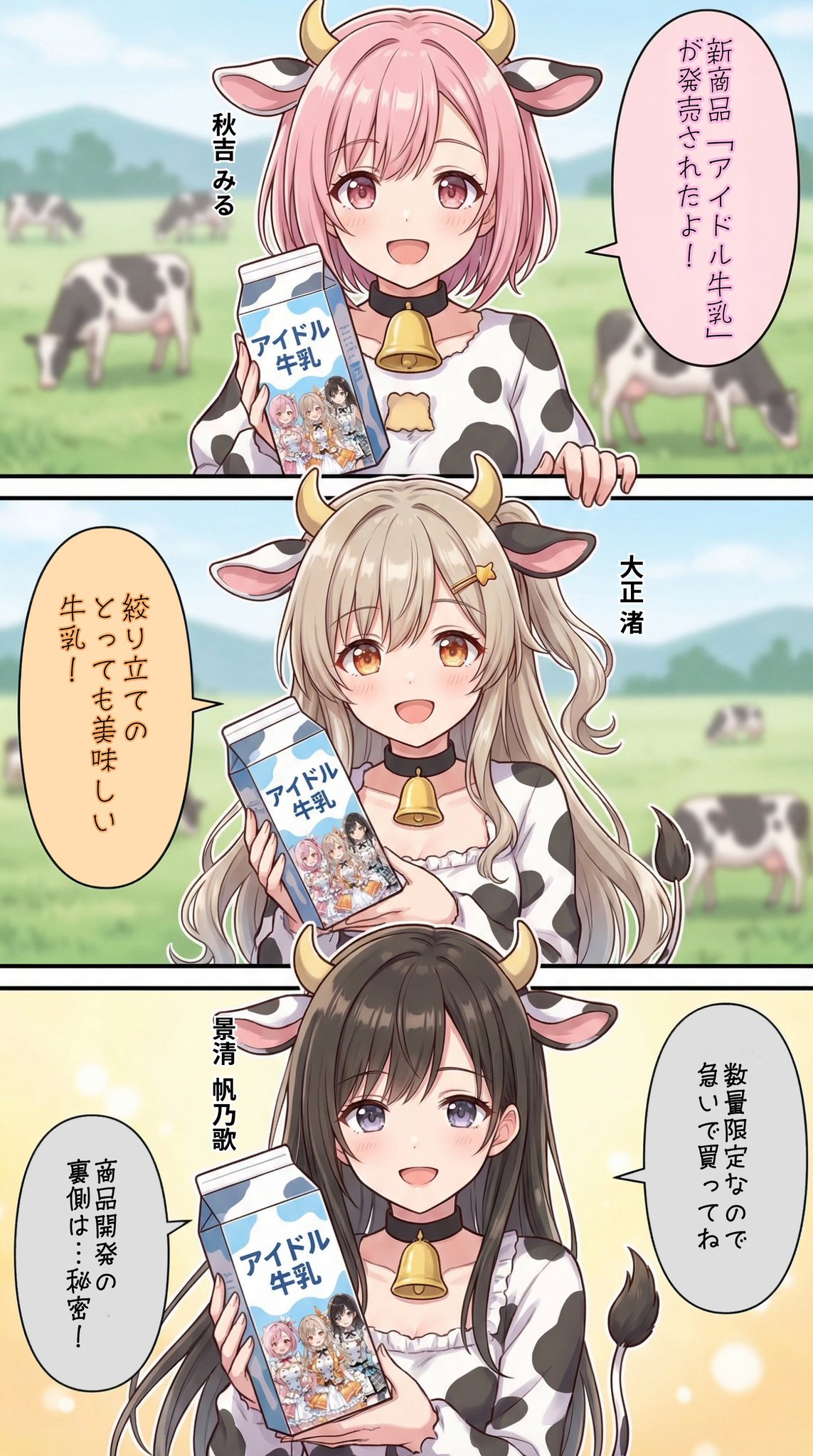 牛乳のCMに出演するアイドル