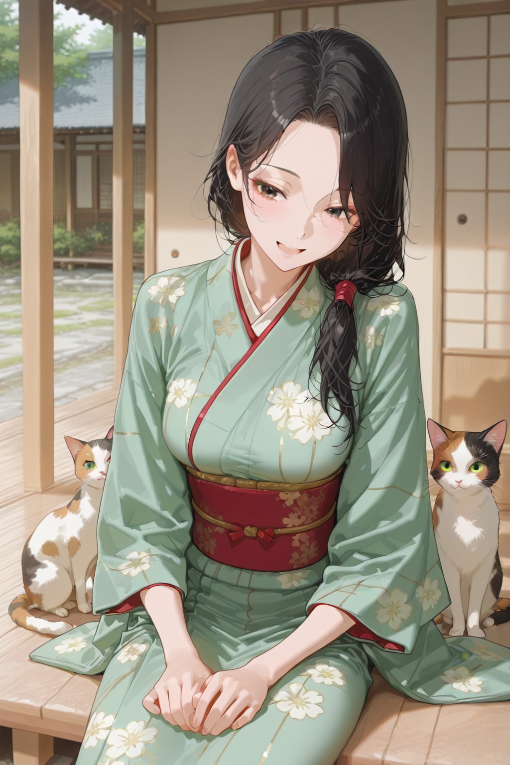 猫と会話する新妻・鈴音さん