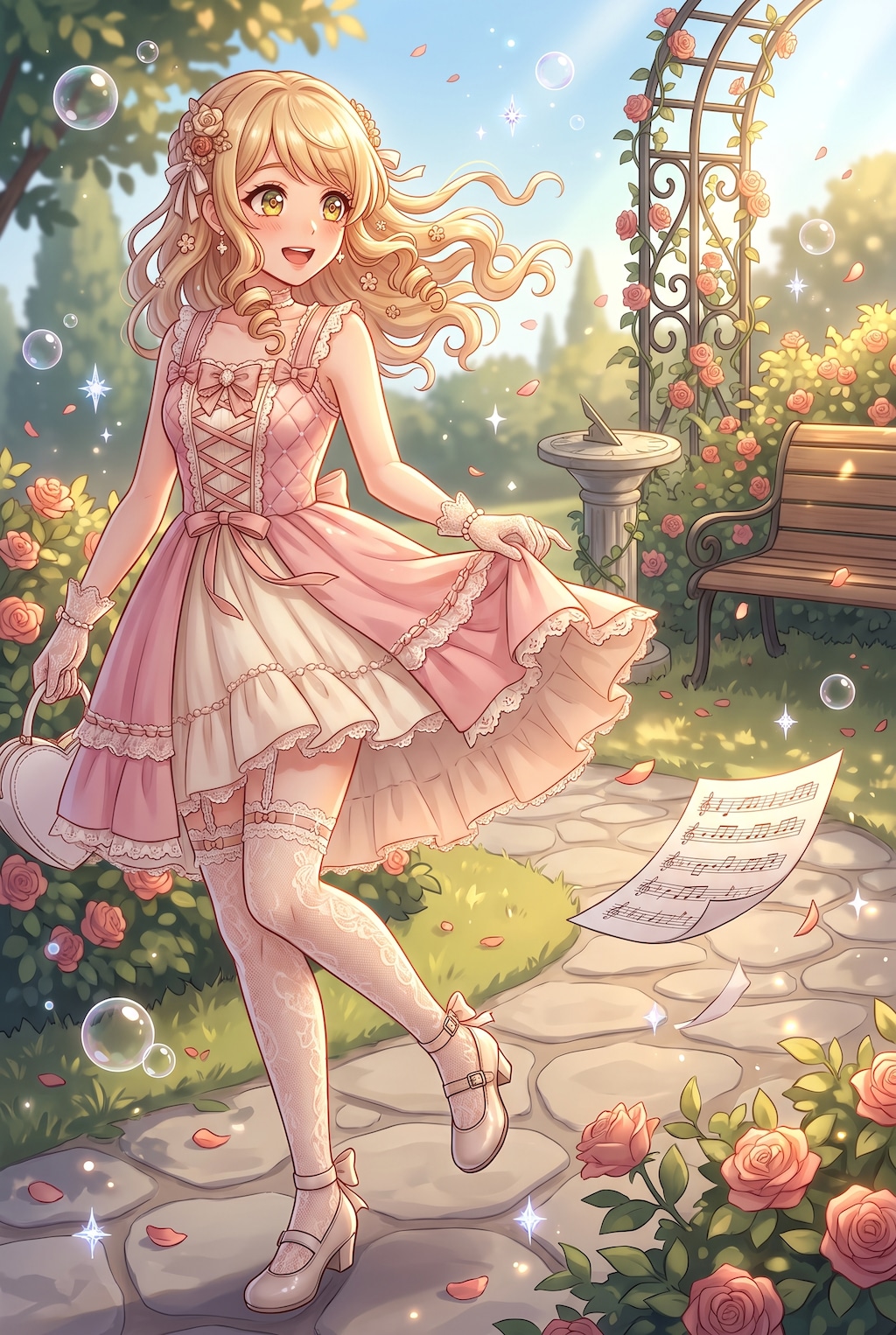 薔薇音の庭に舞う