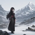 冠雪の山、脚太娘 2枚目