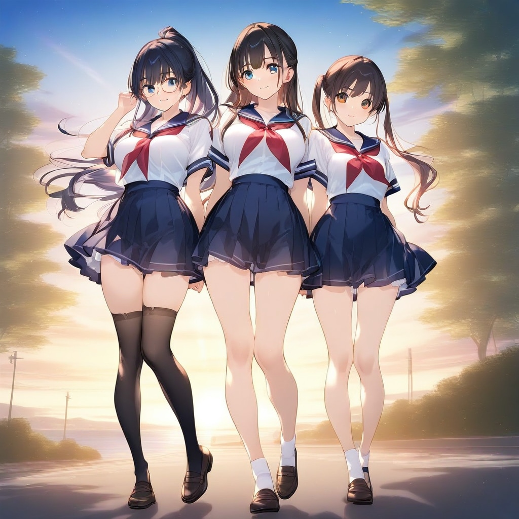 紺色ではないセーラー服・・・・#15 生成３人娘