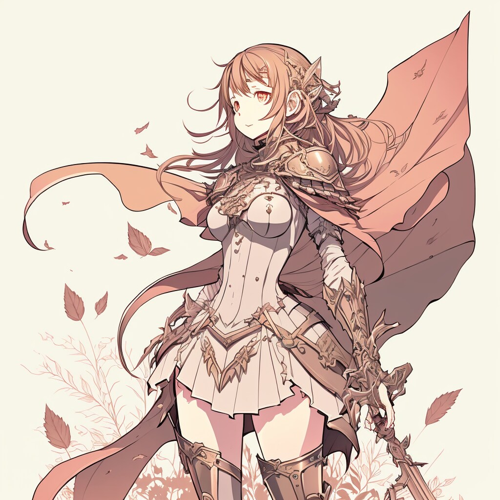 剣を持ち自然体で敵の前に立つ美少女騎士