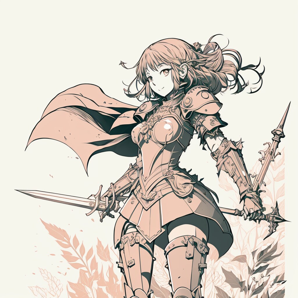 剣を持ち自然体で敵の前に立つ美少女騎士