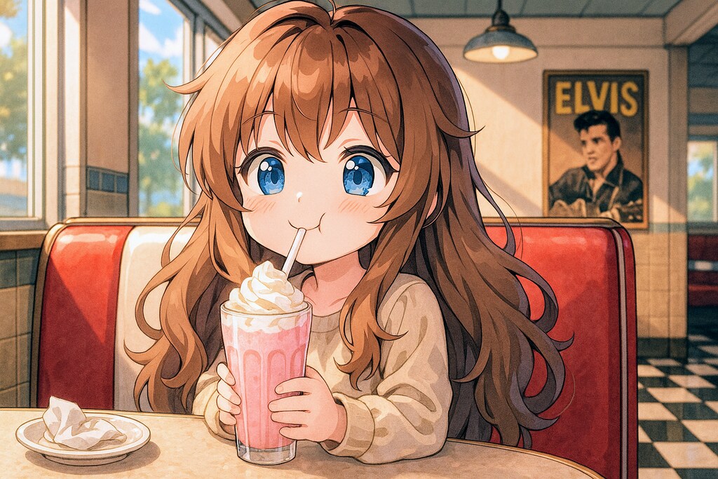 エルヴィスサンドを食べる小さな女の子