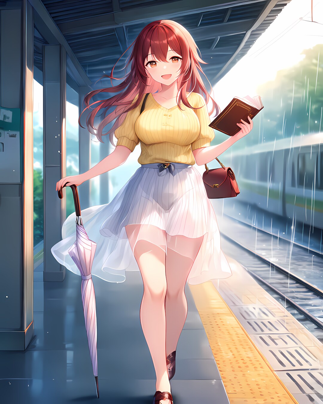 📖日記の日、雨の朝の駅ホームで寄り添う☔️