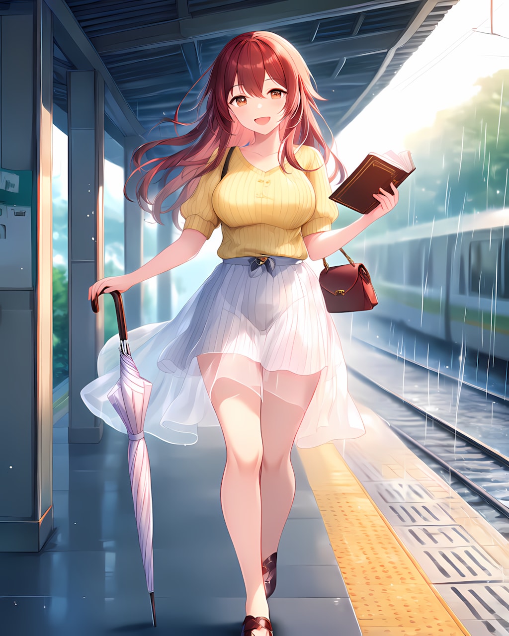📖日記の日、雨の朝の駅ホームで寄り添う☔️