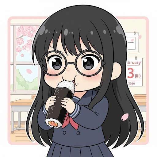 恵方巻きメガネっ娘ちゃん