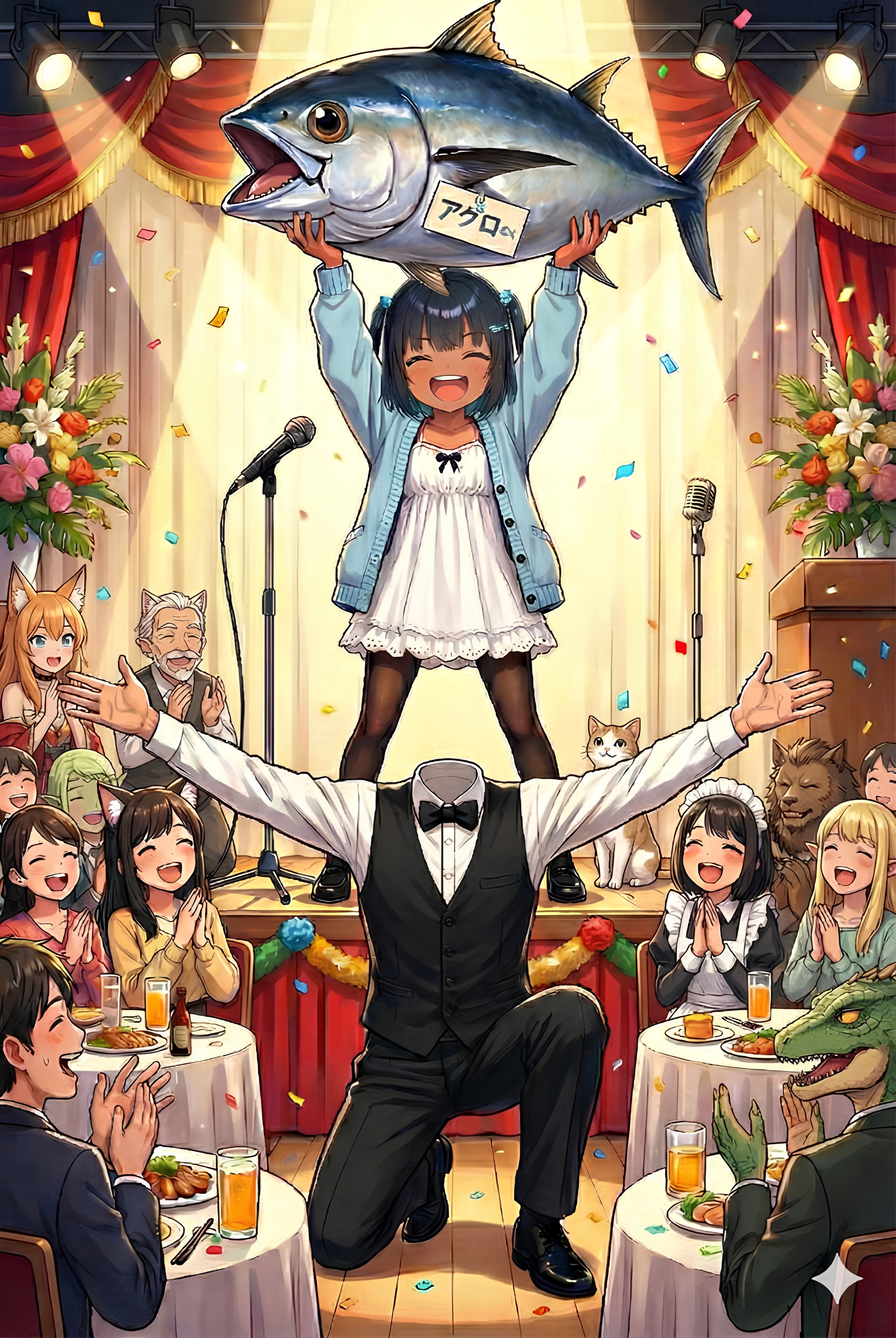 (⩌⩊⩌)「海野家の〜？スーパーイリュージョンショー!!」 | の人気AIイラスト・グラビア