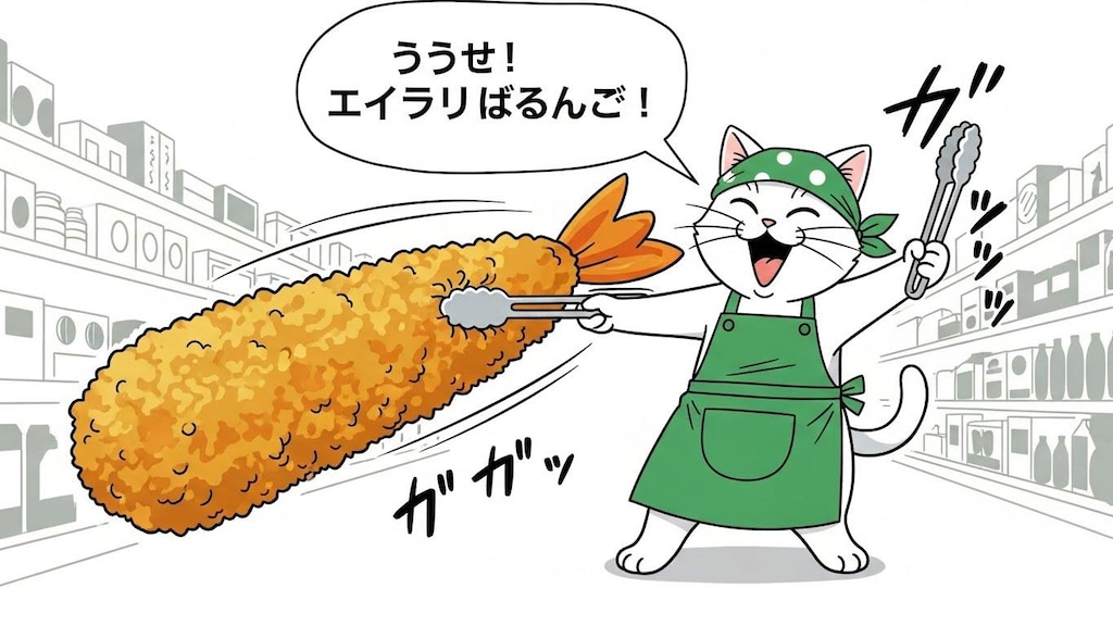 うるせえ、エビフライぶつけんぞ