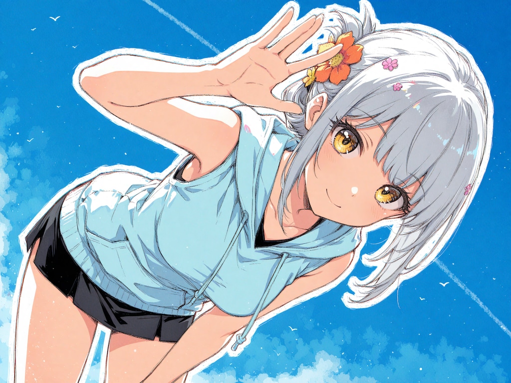 看板娘　blue sky