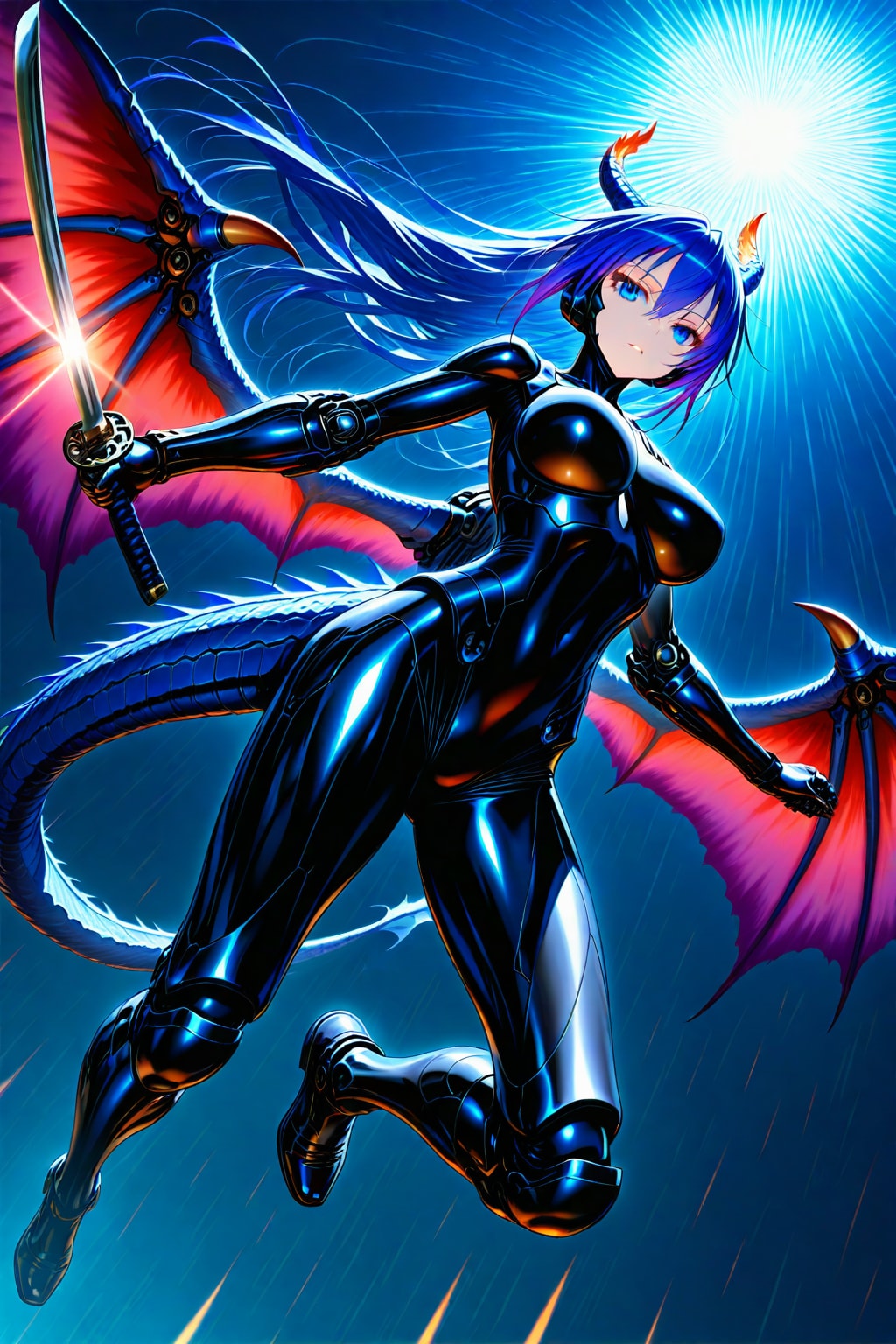 ちちぷい生成メカ娘　龍人　刀　黒