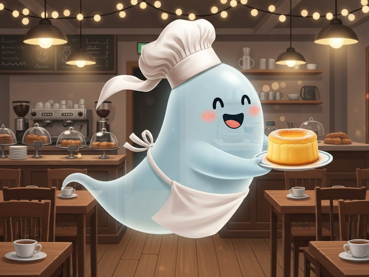 スフレチーズケーキを運ぶゴーストパティシエ | の人気AIイラスト・グラビア