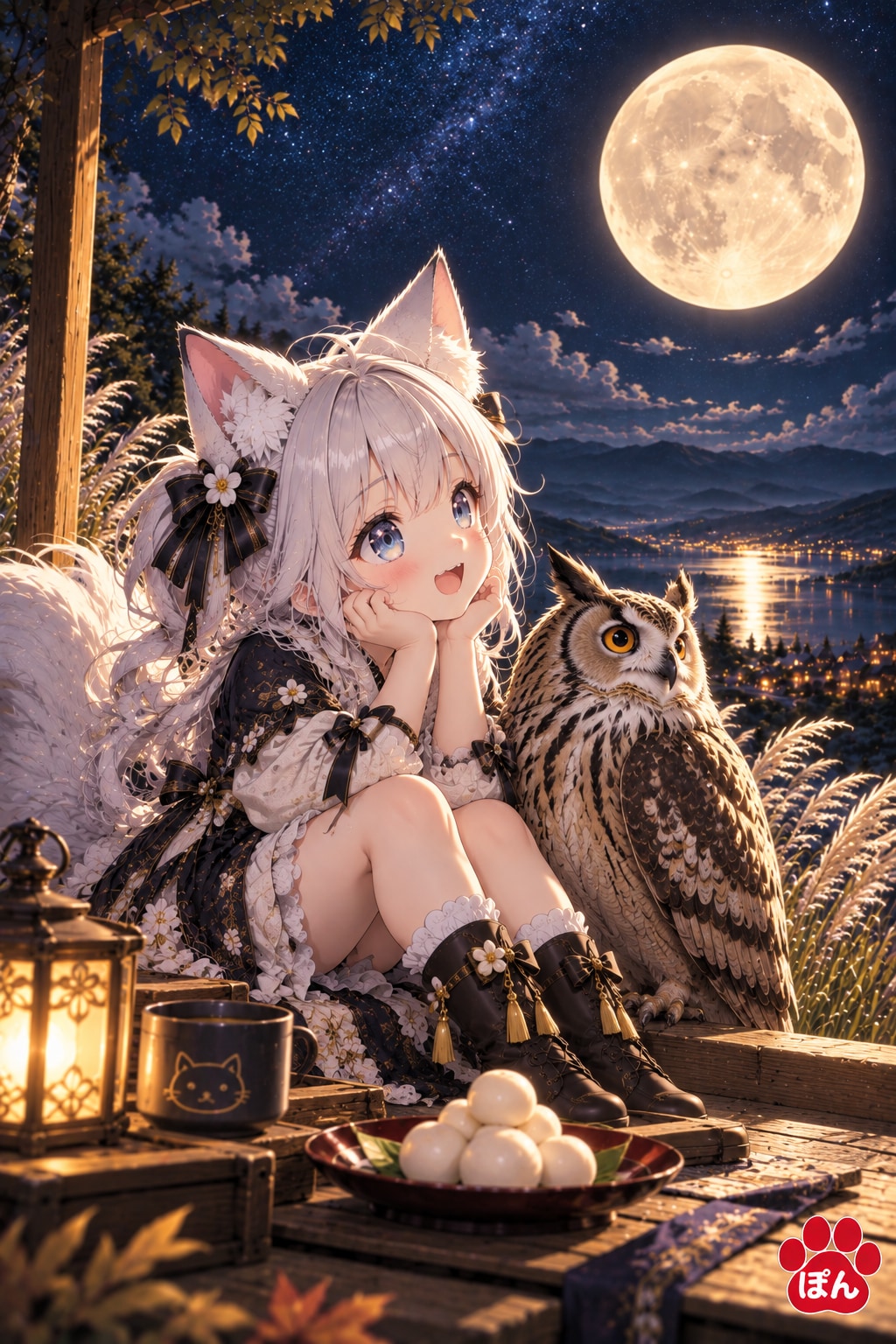 フクロウと月光